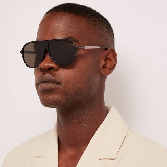 💯 - New - GUCCI GG0829SA 002 aviator sunglass black and ruthenium frame with… - Picture 4 of 16